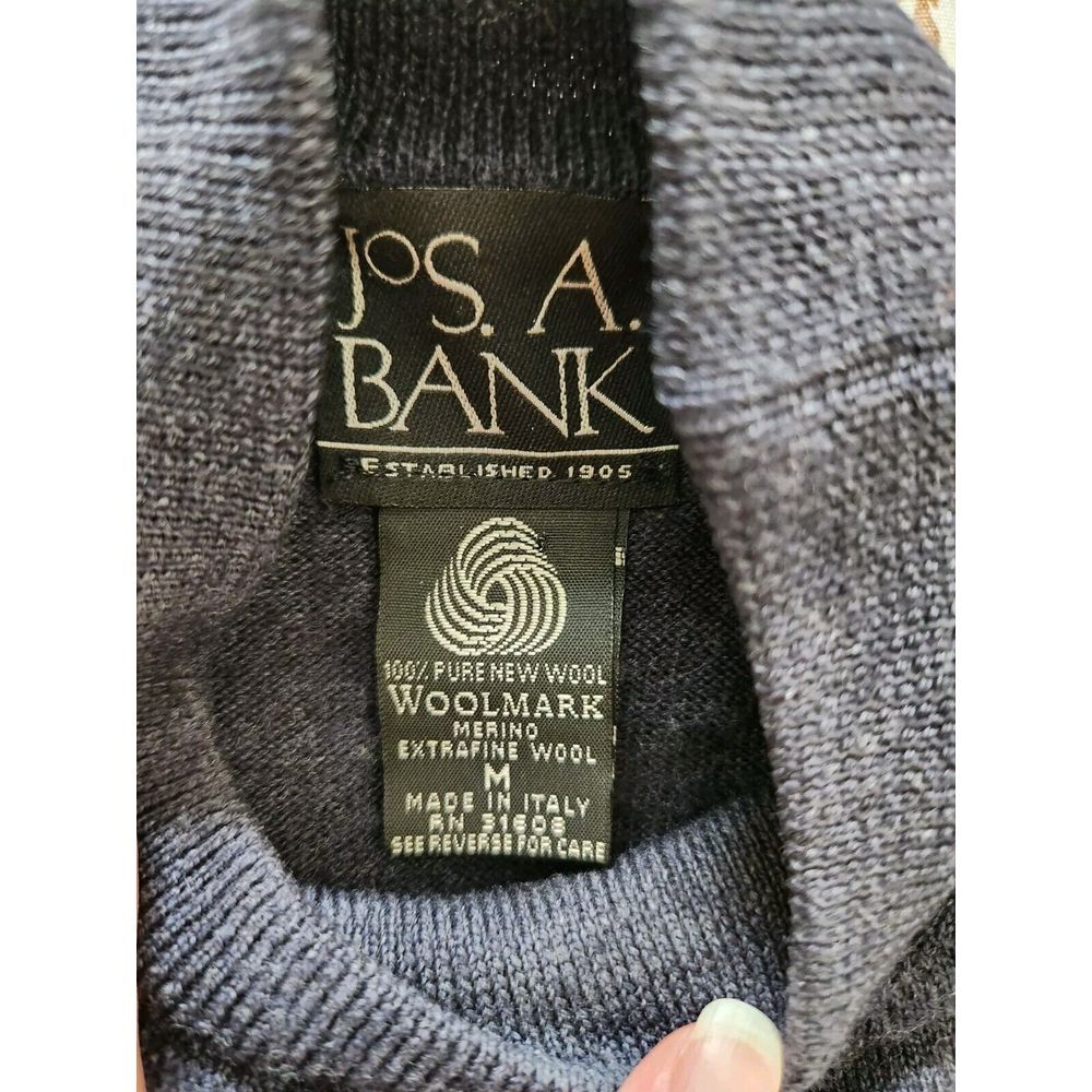 Vintage Jos. A. Bank Men's Merino Extrafine Wool Sweater Made In Italy Gray Sz M - Picture 6 of 6